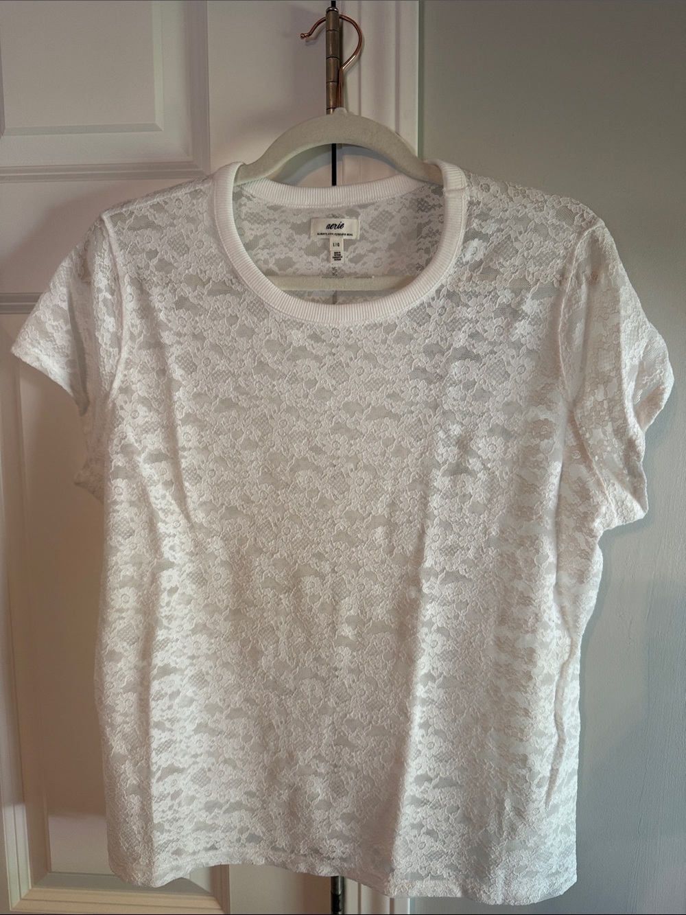 Aerie white lace tee